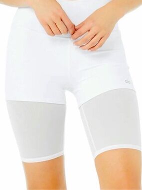 ALO Yoga White High-Waist Bike Shorts